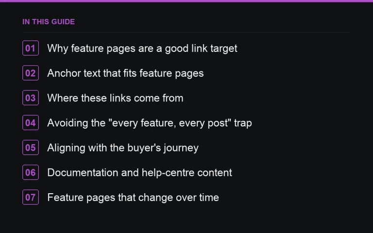 In this guide: Anchor Text for SaaS Feature Pages