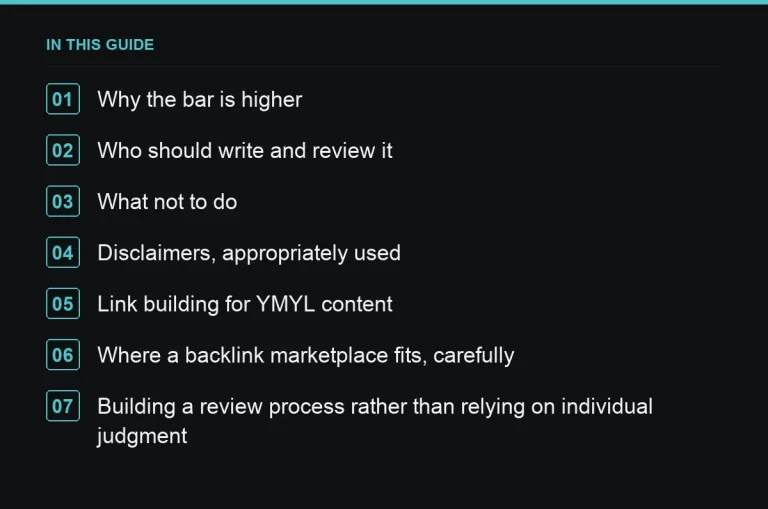 In this guide: Content for YMYL Topics: What Changes When It's Money or Life