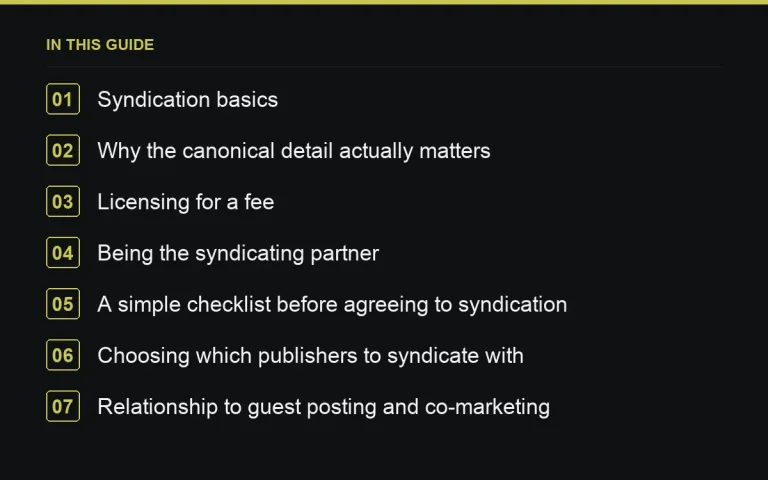In this guide: Content Licensing and Syndication Partnerships