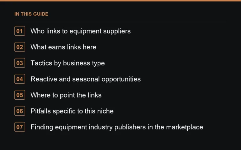 In this guide: Link Building for Equipment Suppliers