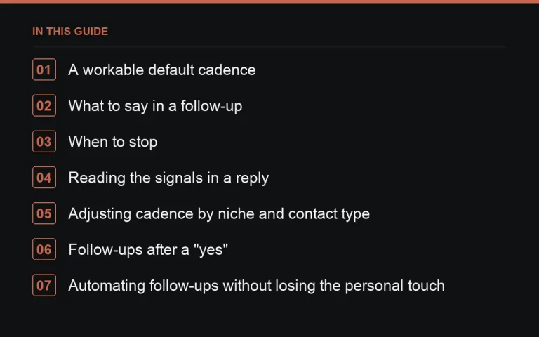 In this guide: Outreach Follow-Up Cadence: How Many and When