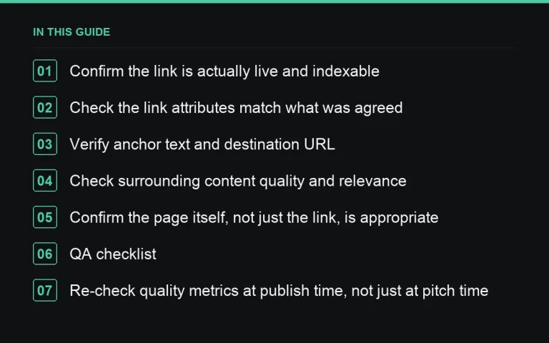 In this guide: A QA Checklist Before Sending Link Placements to Clients