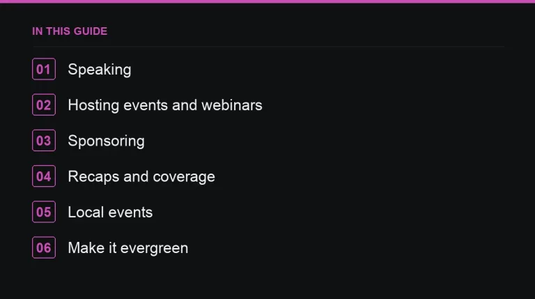 In this guide: Events, Webinars and Speaking for Links